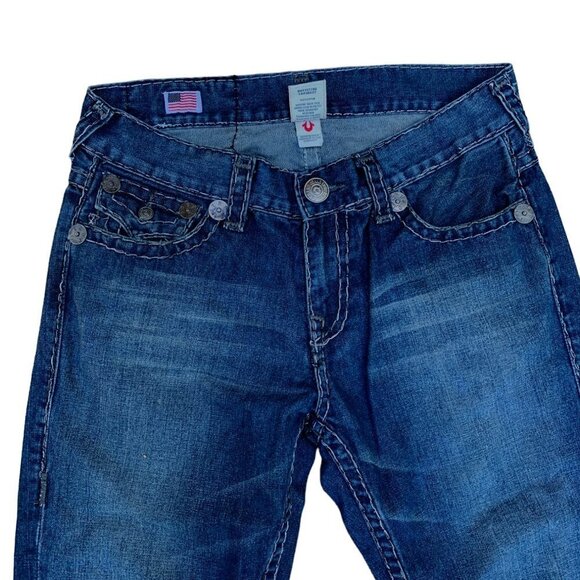 VINTAGE True Religion Jeans Size 32 RICKY BIG T Gray Stitch - Picture 3 of 9